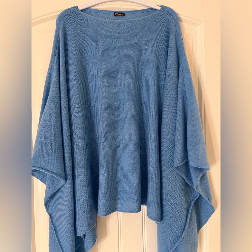 New J. McLaughlin 100% Cashmere Blue Poncho Sweater